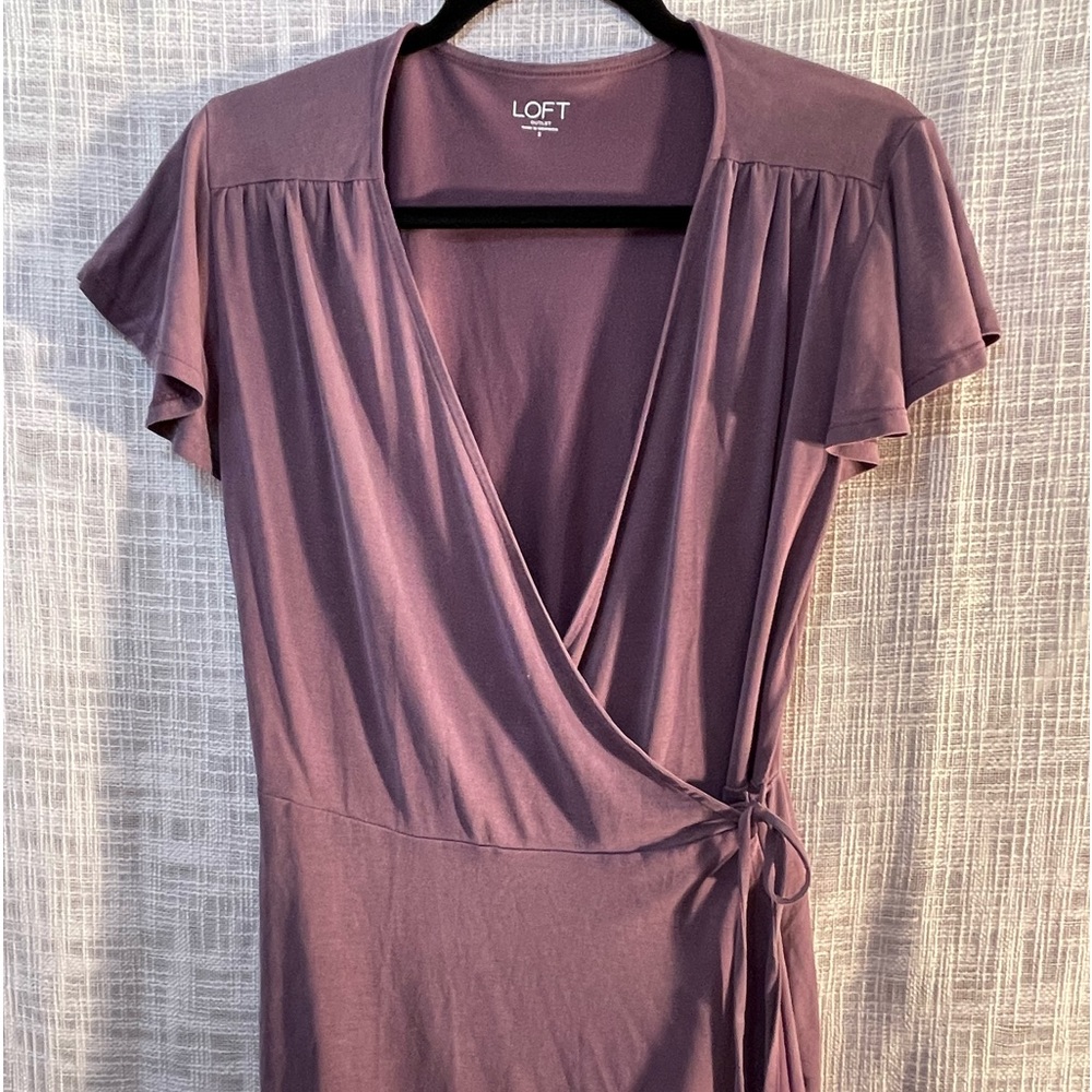 Flutter sleeve wrap blouse, knit wrap top loft